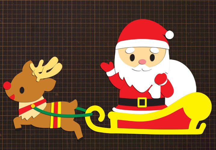 無料ダウンロード型紙で サンタとトナカイ２ の壁面飾りを作ってみた クリスマス 冬 12月 保育 壁面装飾 製作 壁面飾り型紙工房